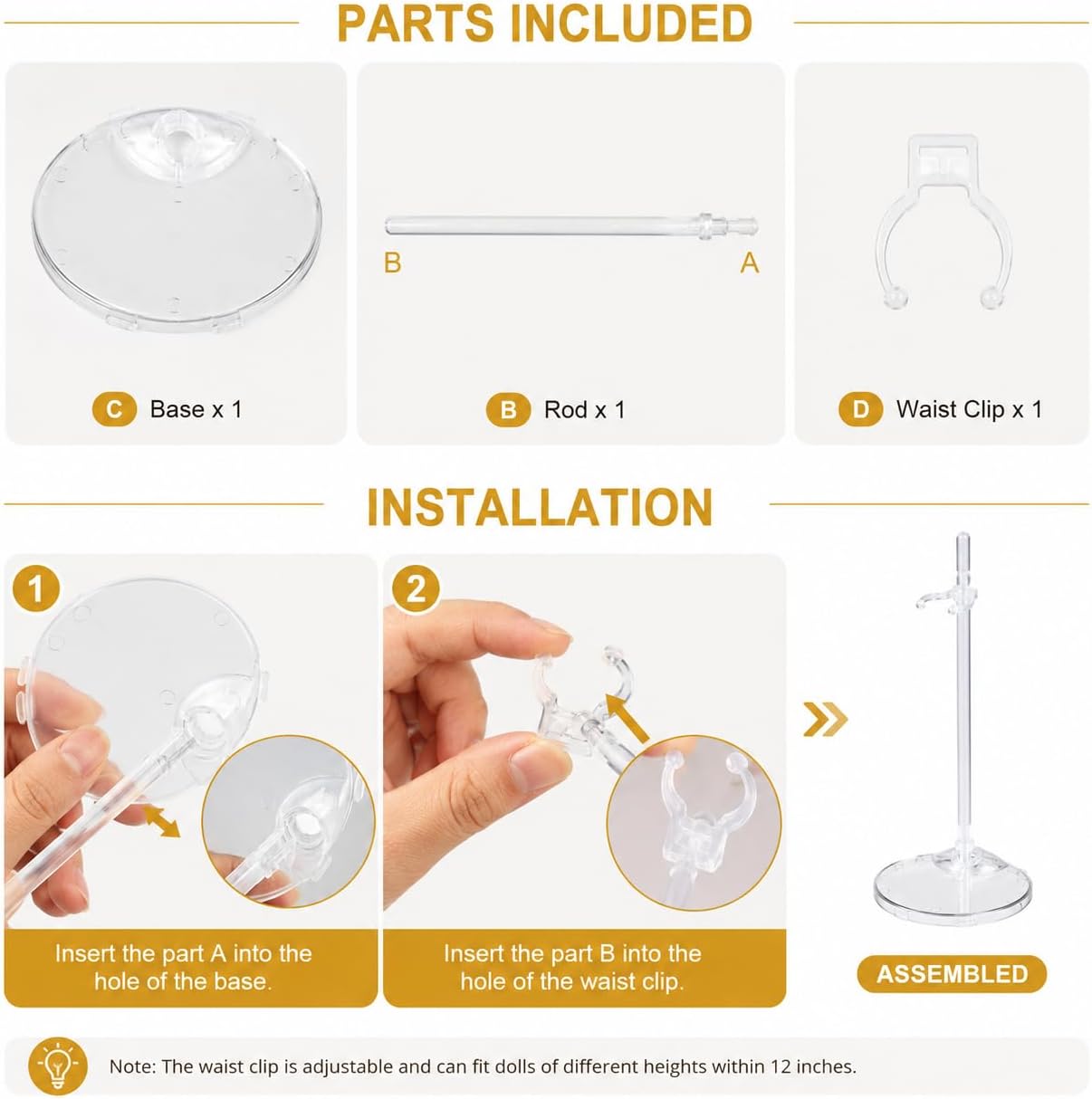 Doll Stand Plastic Doll Display Holder Clear Action Figure Stand