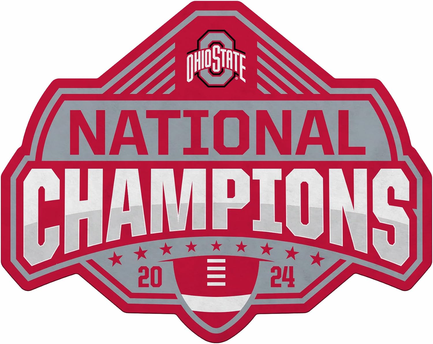 Rico Industries NCAA Ohio State Buckeyes 2025 National College Football Champions Shape Cut Pennant - Home and Living Room Décor - Soft Felt EZ to Hang